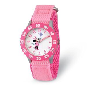 Disney Girls Minnie Mouse Pink Strap Time Teacher Watch